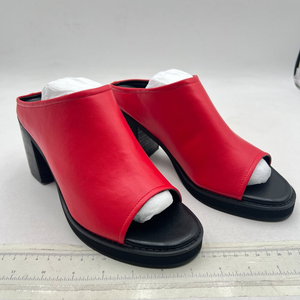 Ydn Red Open Toe Block Heel Mules Slip On Slide S… - image 4